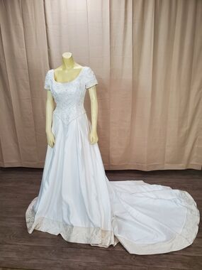 Mori Lee White Bridal Ball Gown with Short Sleeves